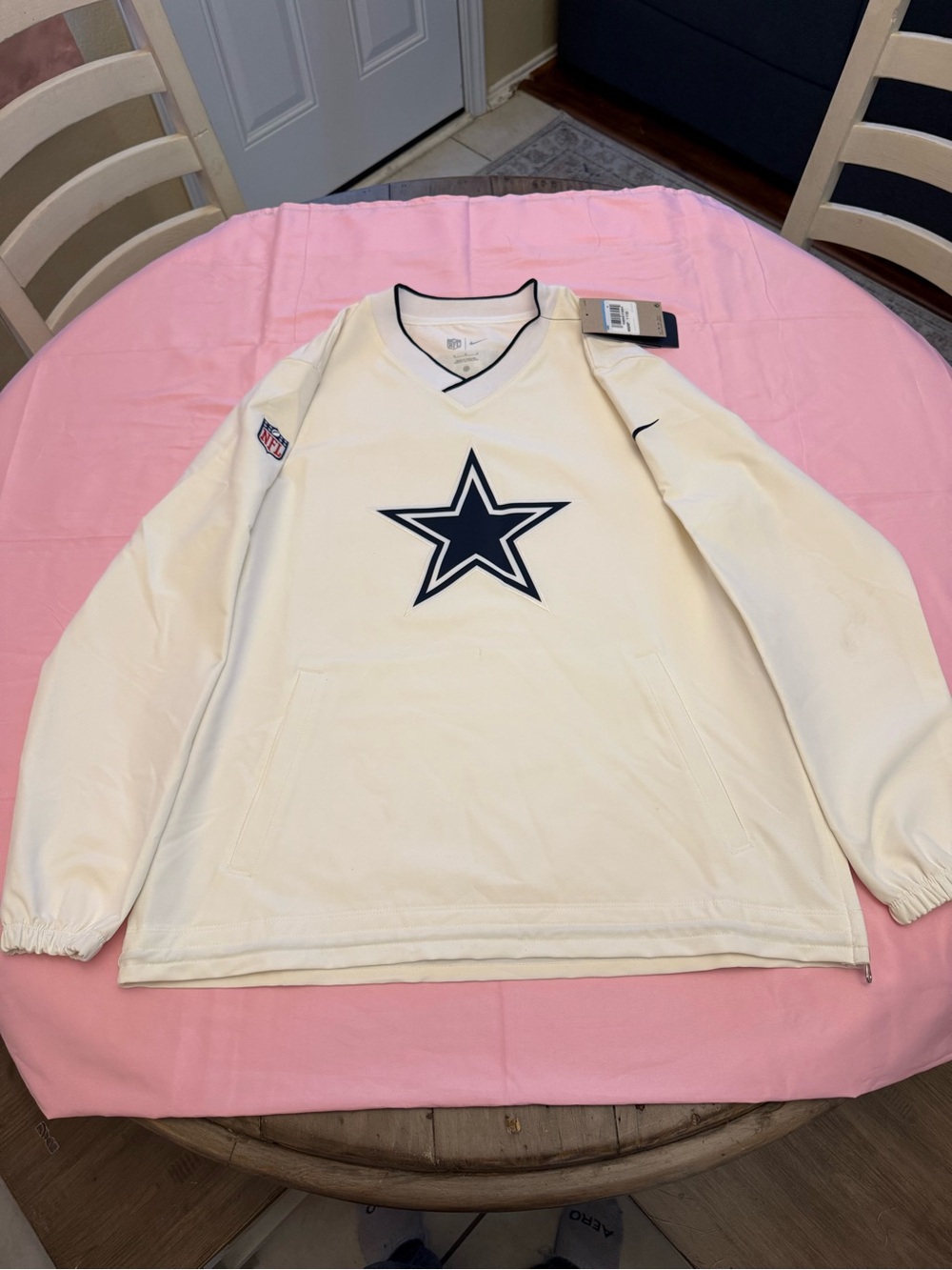 NFL Cream Pullover Hoodie with Navy Dallas Cowboys Star